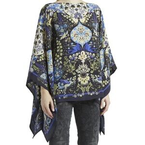 Etro Mini Medallion Floral-Print Silk Poncho